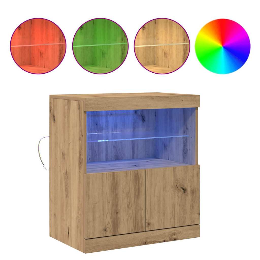 LED Sideboard Bruin 60,5 x 37 x 67 cm Bewerkt hout is nu te koop bij PeponiXL, paradijselijk wonen!