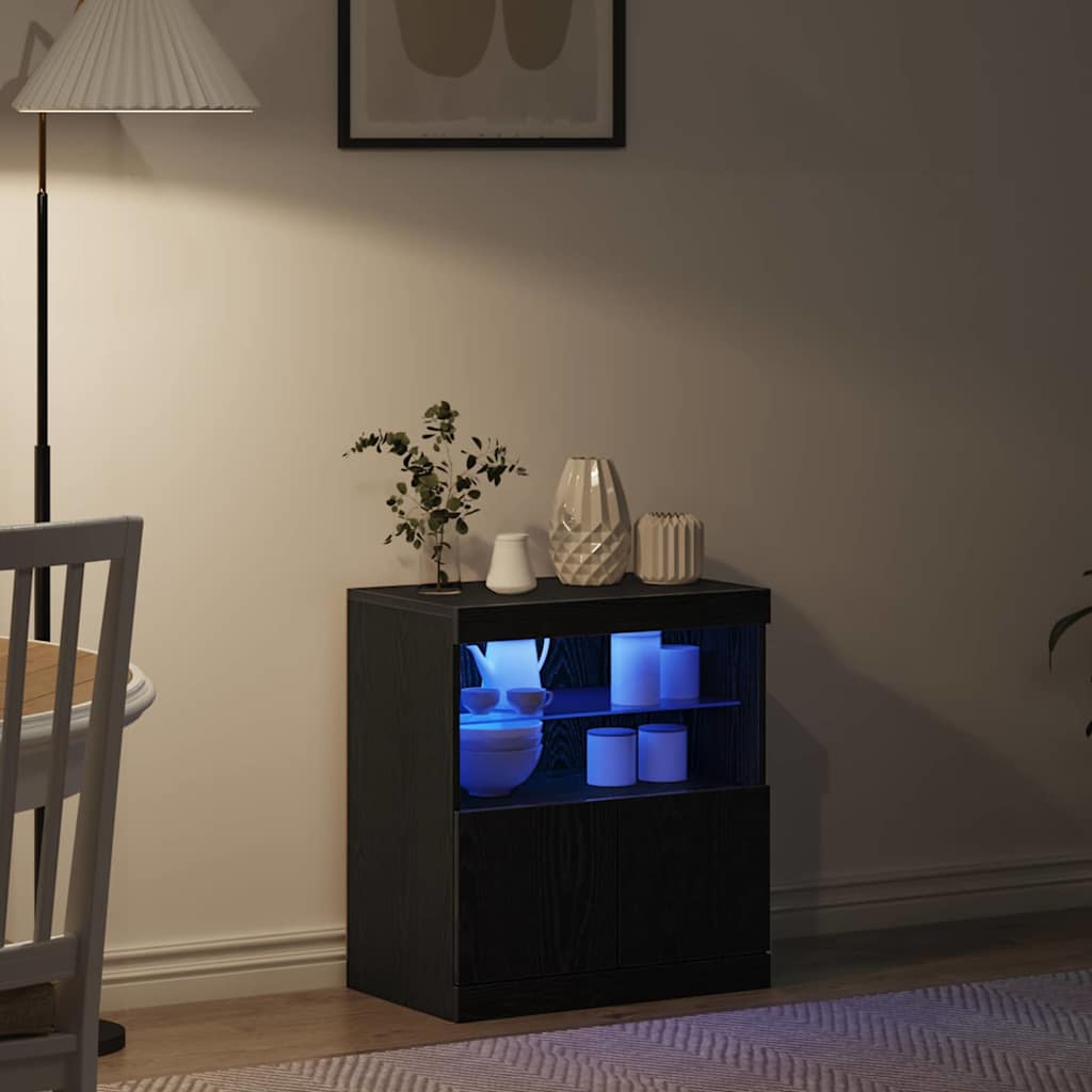 LED Sideboard Zwart 60,5 x 37 x 67 cm Bewerkt hout is nu te koop bij PeponiXL, paradijselijk wonen!