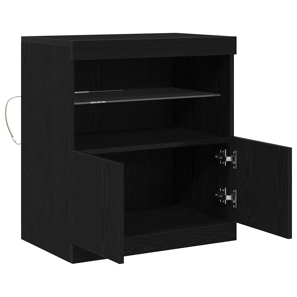 LED Sideboard Zwart 60,5 x 37 x 67 cm Bewerkt hout is nu te koop bij PeponiXL, paradijselijk wonen!
