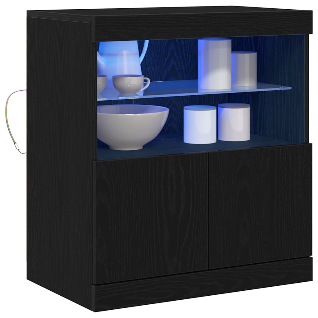 LED Sideboard Zwart 60,5 x 37 x 67 cm Bewerkt hout is nu te koop bij PeponiXL, paradijselijk wonen!