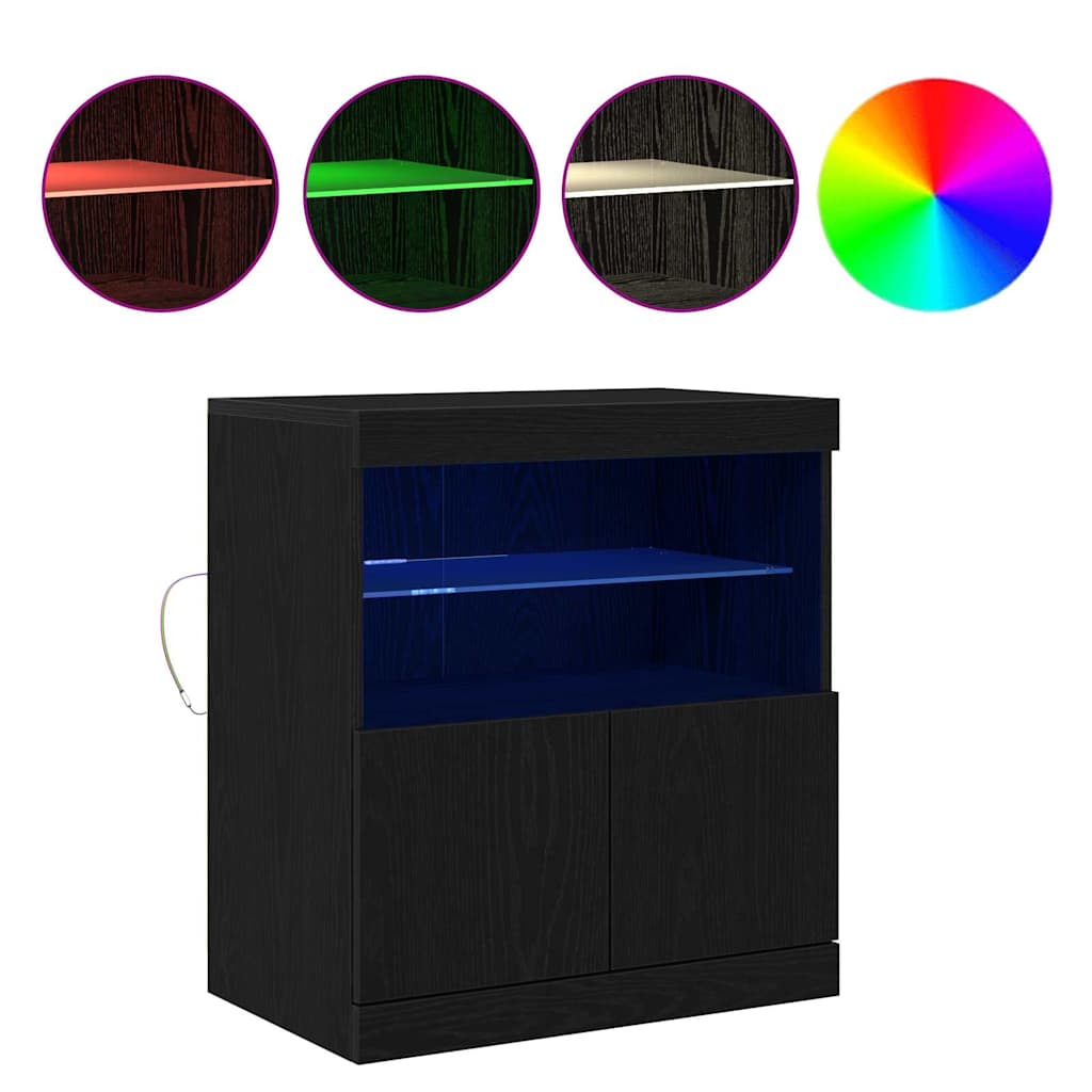 LED Sideboard Zwart 60,5 x 37 x 67 cm Bewerkt hout is nu te koop bij PeponiXL, paradijselijk wonen!