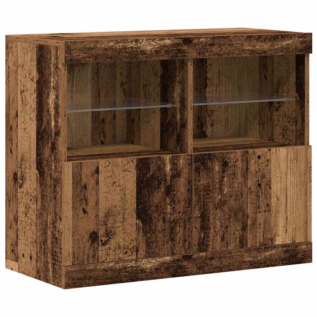 LED Sideboard Bruin 81 x 37 x 66,5 cm Bewerkt hout is nu te koop bij PeponiXL, paradijselijk wonen!