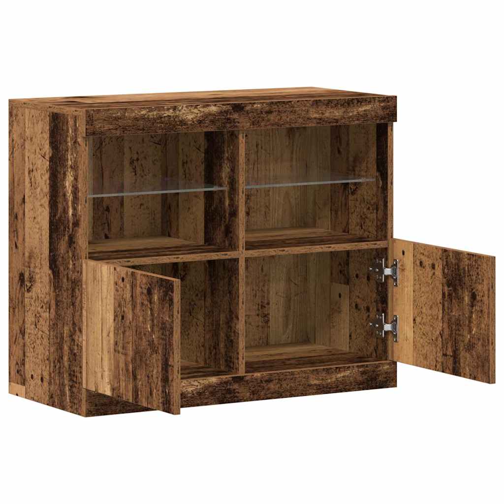 LED Sideboard Bruin 81 x 37 x 66,5 cm Bewerkt hout is nu te koop bij PeponiXL, paradijselijk wonen!