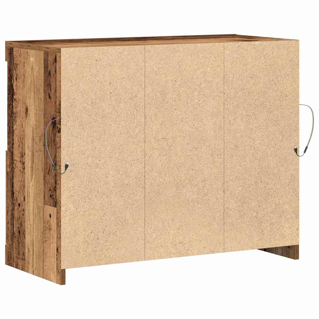 LED Sideboard Bruin 81 x 37 x 66,5 cm Bewerkt hout is nu te koop bij PeponiXL, paradijselijk wonen!