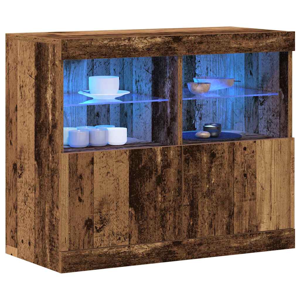 LED Sideboard Bruin 81 x 37 x 66,5 cm Bewerkt hout is nu te koop bij PeponiXL, paradijselijk wonen!
