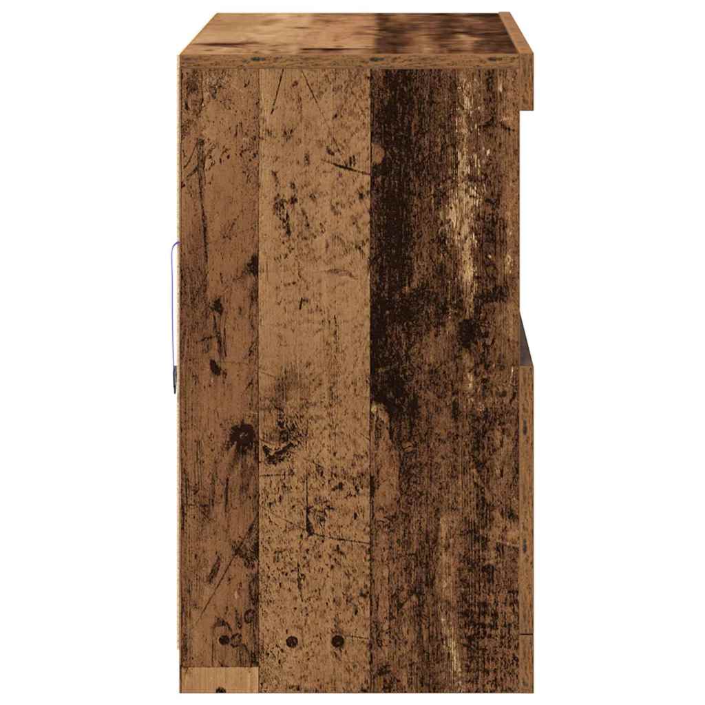 LED Sideboard Bruin 81 x 37 x 66,5 cm Bewerkt hout is nu te koop bij PeponiXL, paradijselijk wonen!