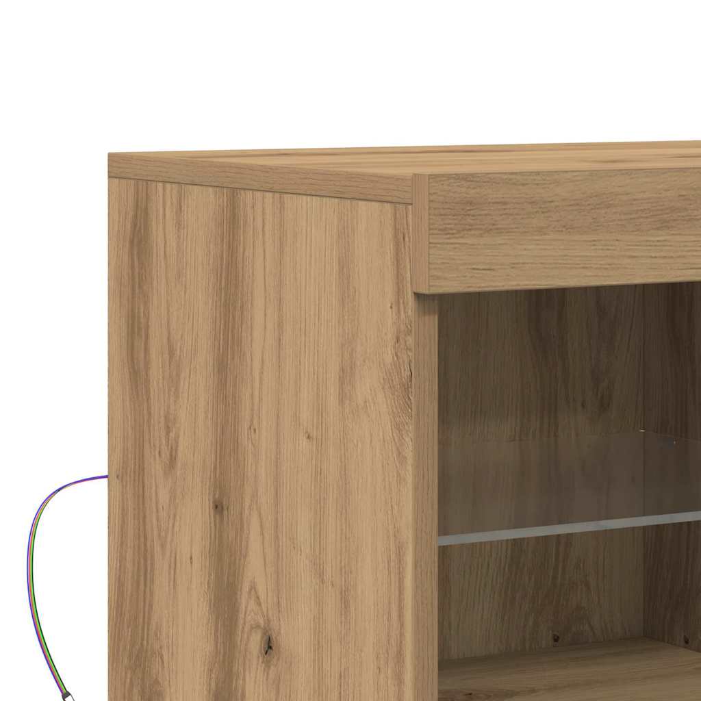 LED Sideboard Bruin 81 x 37 x 66,5 cm Bewerkt hout is nu te koop bij PeponiXL, paradijselijk wonen!