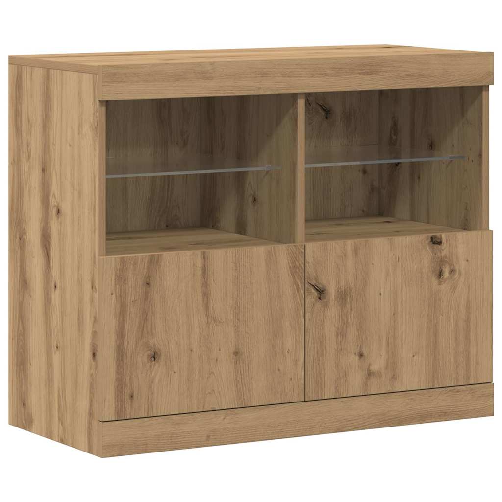 LED Sideboard Bruin 81 x 37 x 66,5 cm Bewerkt hout is nu te koop bij PeponiXL, paradijselijk wonen!