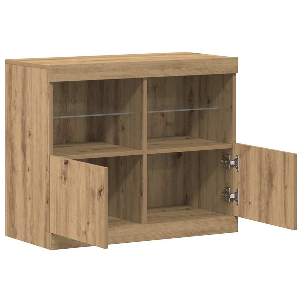 LED Sideboard Bruin 81 x 37 x 66,5 cm Bewerkt hout is nu te koop bij PeponiXL, paradijselijk wonen!