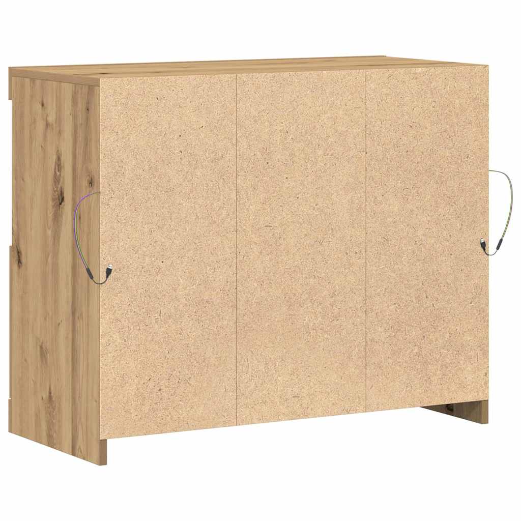 LED Sideboard Bruin 81 x 37 x 66,5 cm Bewerkt hout is nu te koop bij PeponiXL, paradijselijk wonen!