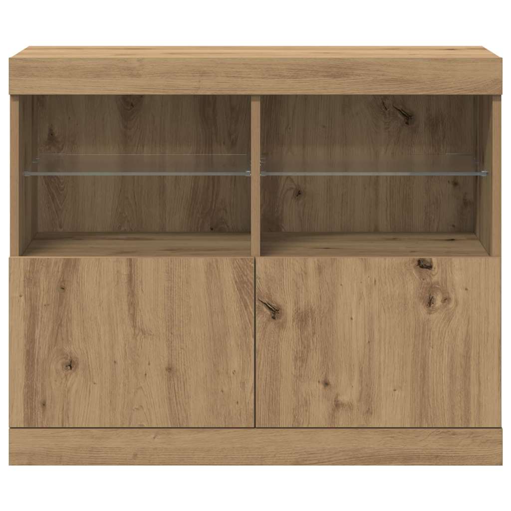LED Sideboard Bruin 81 x 37 x 66,5 cm Bewerkt hout is nu te koop bij PeponiXL, paradijselijk wonen!