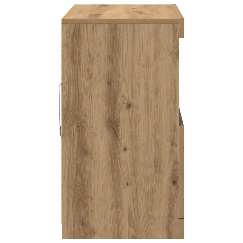 LED Sideboard Bruin 81 x 37 x 66,5 cm Bewerkt hout is nu te koop bij PeponiXL, paradijselijk wonen!