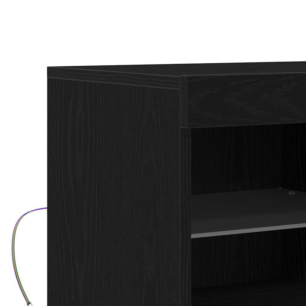 LED Sideboard Zwart 81 x 37 x 66,5 cm Bewerkt hout is nu te koop bij PeponiXL, paradijselijk wonen!