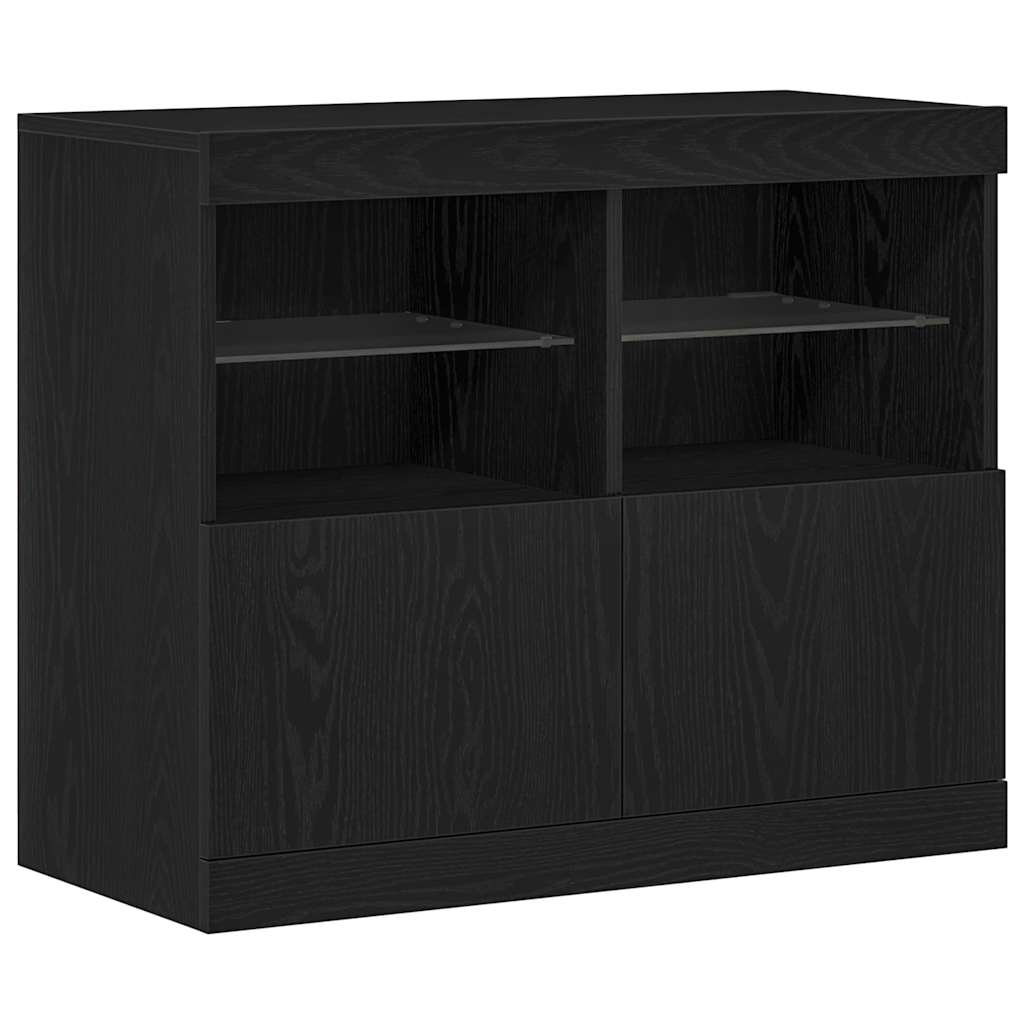 LED Sideboard Zwart 81 x 37 x 66,5 cm Bewerkt hout is nu te koop bij PeponiXL, paradijselijk wonen!
