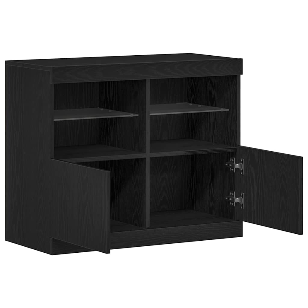 LED Sideboard Zwart 81 x 37 x 66,5 cm Bewerkt hout is nu te koop bij PeponiXL, paradijselijk wonen!