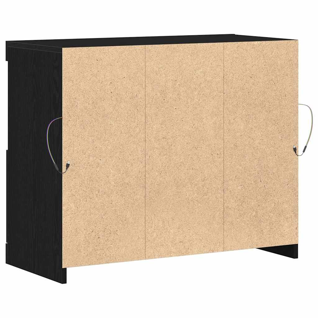 LED Sideboard Zwart 81 x 37 x 66,5 cm Bewerkt hout is nu te koop bij PeponiXL, paradijselijk wonen!