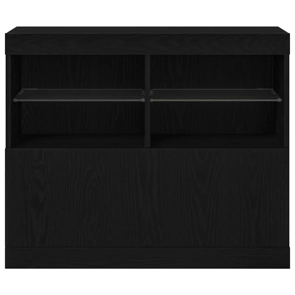 LED Sideboard Zwart 81 x 37 x 66,5 cm Bewerkt hout is nu te koop bij PeponiXL, paradijselijk wonen!