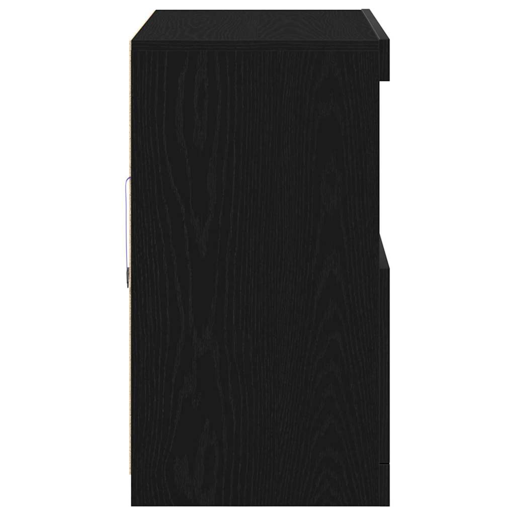 LED Sideboard Zwart 81 x 37 x 66,5 cm Bewerkt hout is nu te koop bij PeponiXL, paradijselijk wonen!
