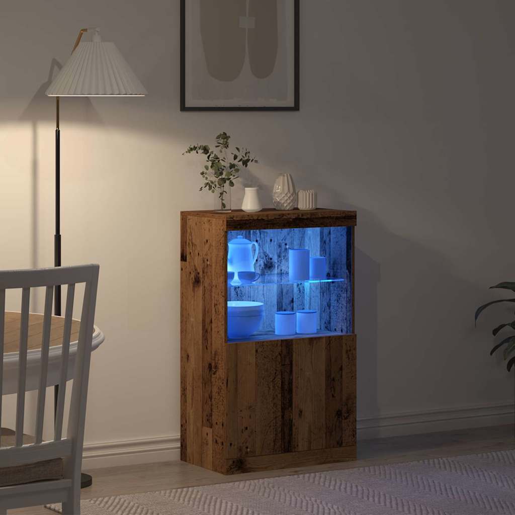 LED Sideboard Bruin 60 x 37 x 100 cm Bewerkt hout is nu te koop bij PeponiXL, paradijselijk wonen!