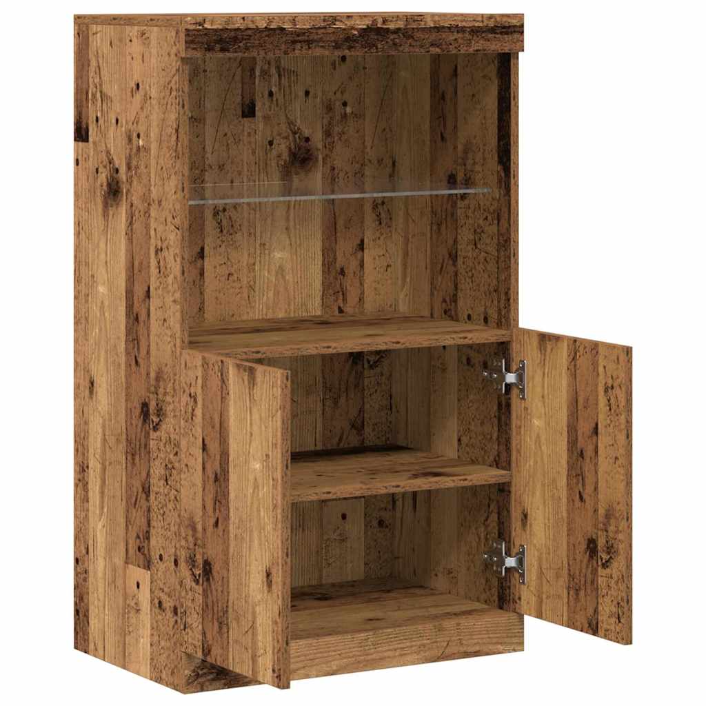 LED Sideboard Bruin 60 x 37 x 100 cm Bewerkt hout is nu te koop bij PeponiXL, paradijselijk wonen!