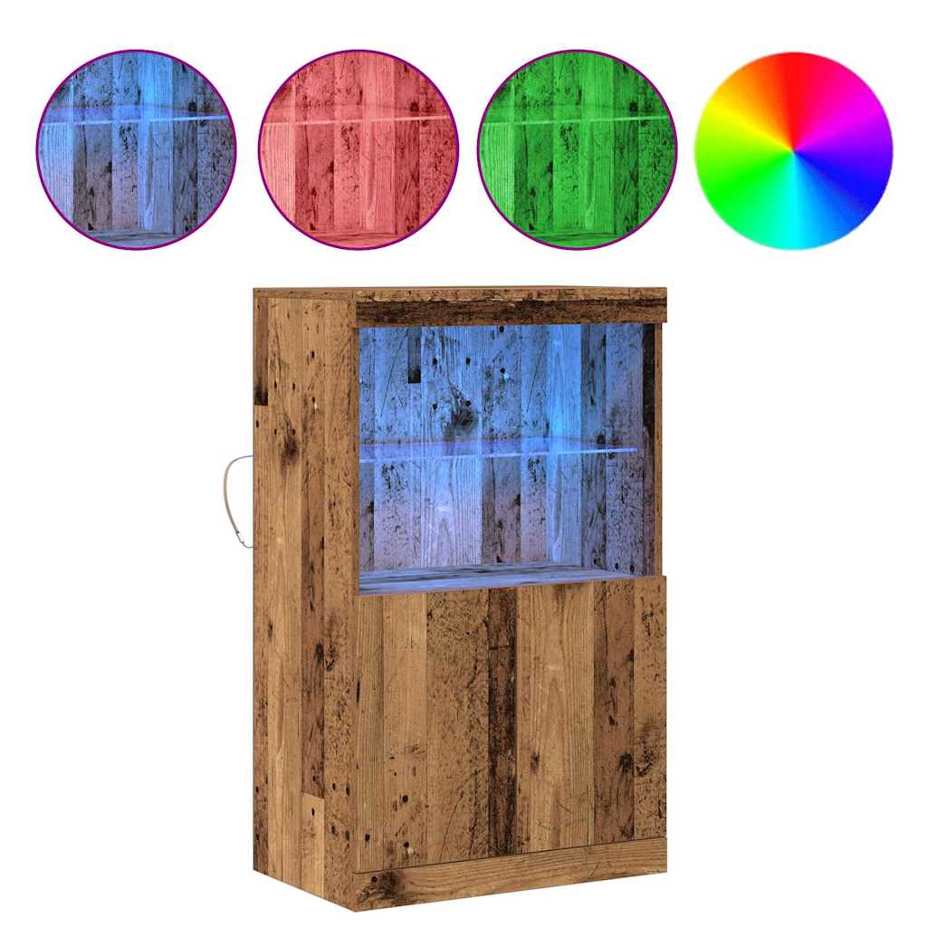 LED Sideboard Bruin 60 x 37 x 100 cm Bewerkt hout is nu te koop bij PeponiXL, paradijselijk wonen!