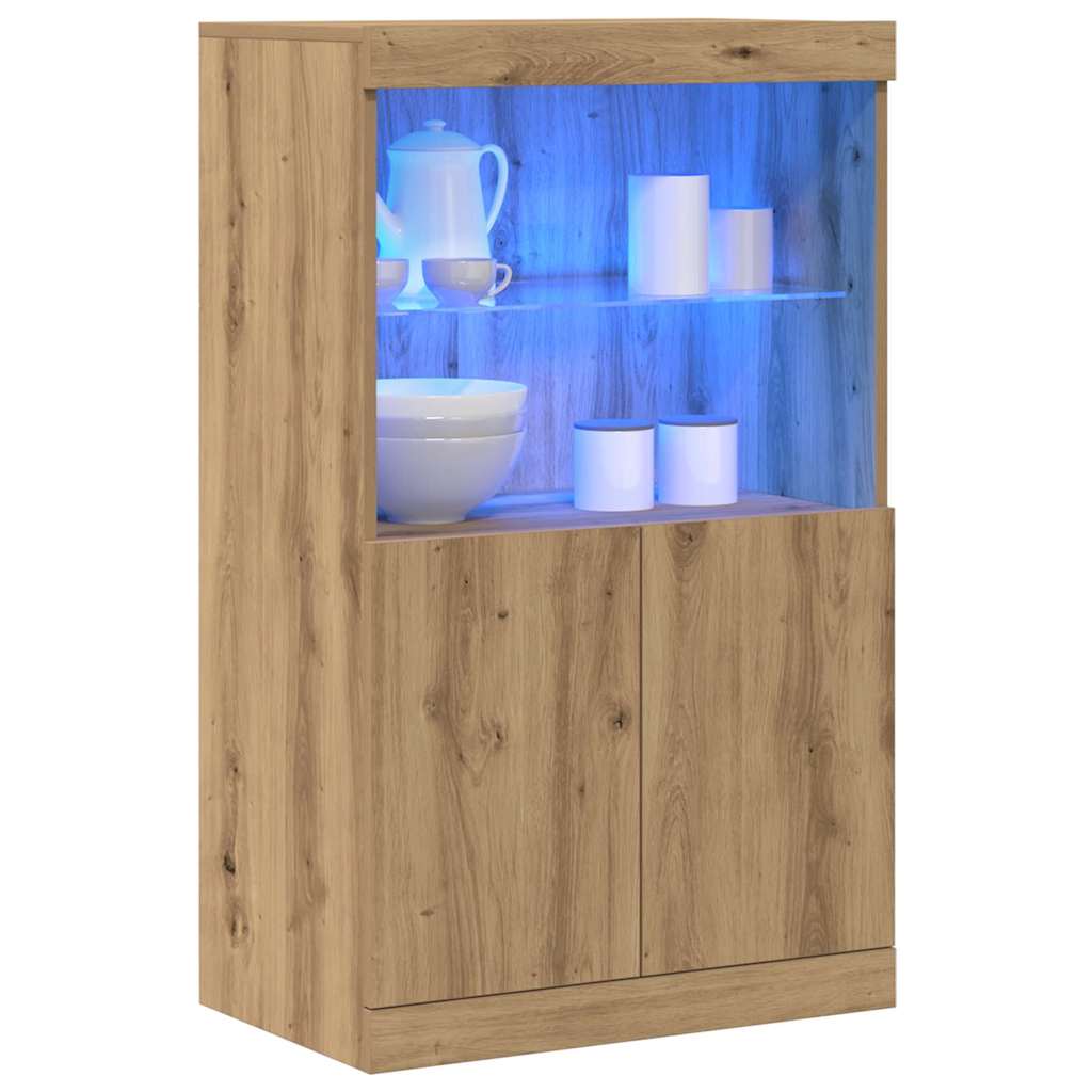 LED Sideboard Bruin 60 x 37 x 100 cm Bewerkt hout is nu te koop bij PeponiXL, paradijselijk wonen!