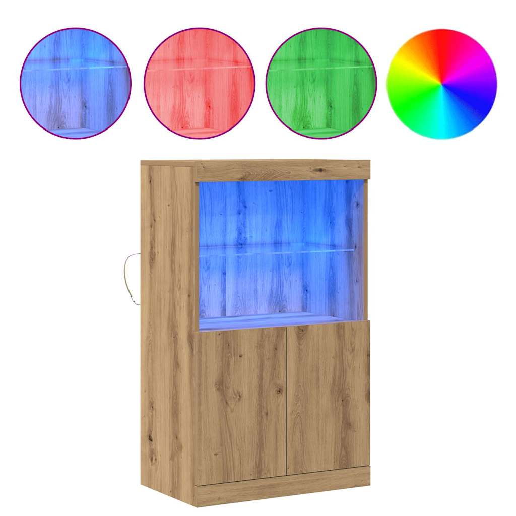 LED Sideboard Bruin 60 x 37 x 100 cm Bewerkt hout is nu te koop bij PeponiXL, paradijselijk wonen!