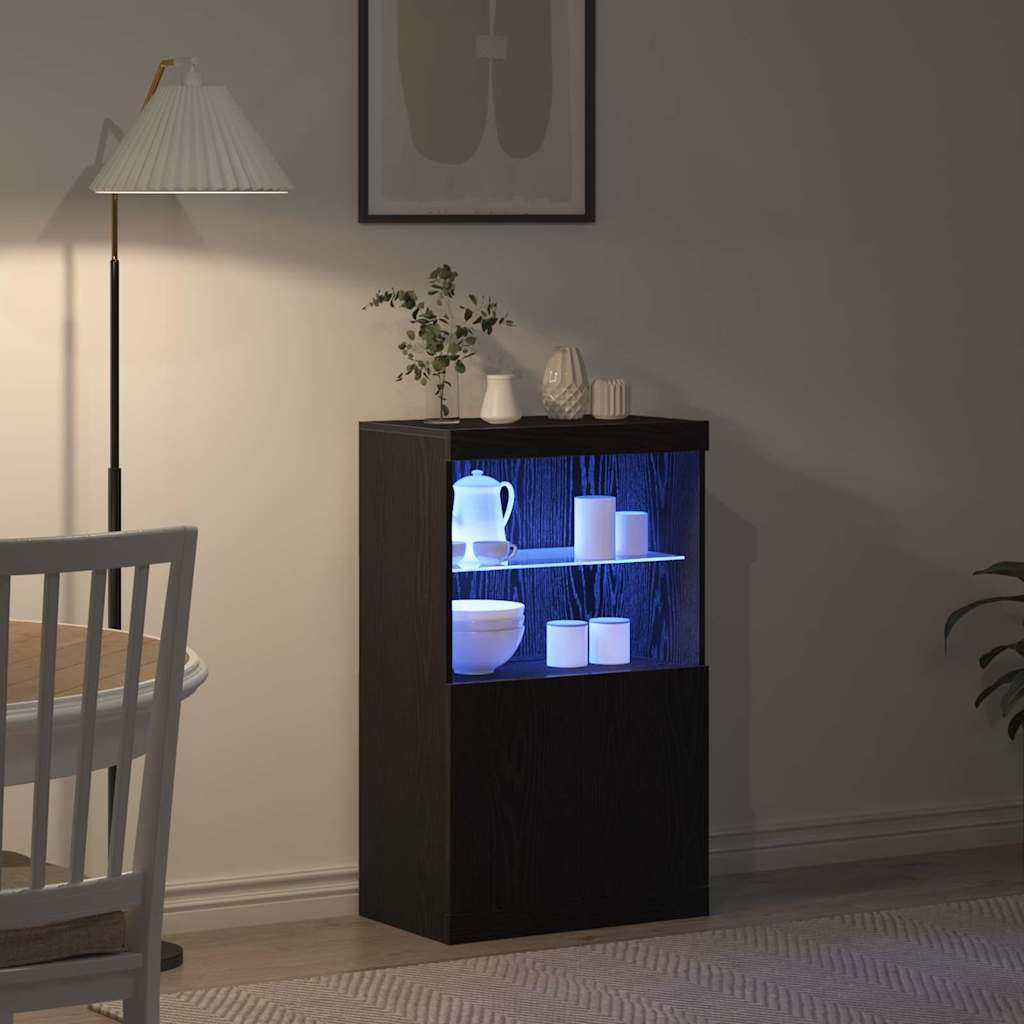 LED Sideboard Zwart 60 x 37 x 100 cm Bewerkt hout is nu te koop bij PeponiXL, paradijselijk wonen!