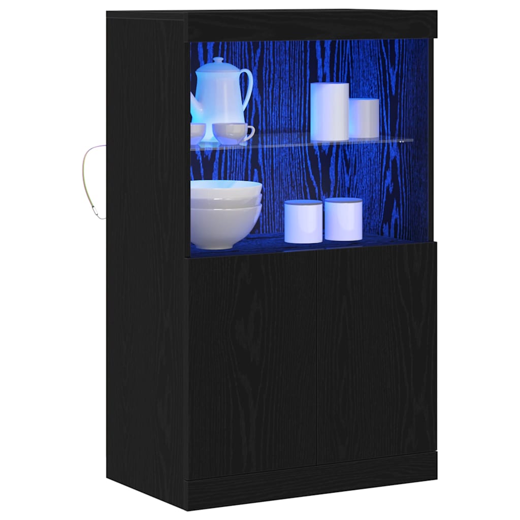 LED Sideboard Zwart 60 x 37 x 100 cm Bewerkt hout is nu te koop bij PeponiXL, paradijselijk wonen!