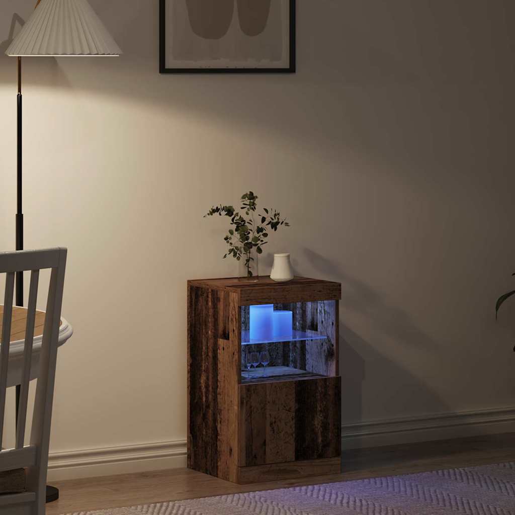 LED Sideboard Oudhout 41 x 37 x 67 cm Bewerkt hout is nu te koop bij PeponiXL, paradijselijk wonen!