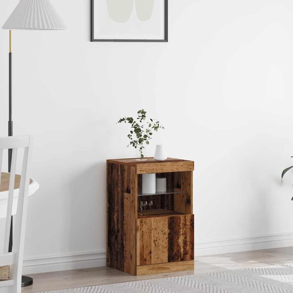 LED Sideboard Oudhout 41 x 37 x 67 cm Bewerkt hout is nu te koop bij PeponiXL, paradijselijk wonen!