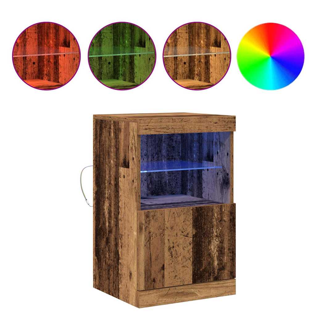 LED Sideboard Oudhout 41 x 37 x 67 cm Bewerkt hout is nu te koop bij PeponiXL, paradijselijk wonen!