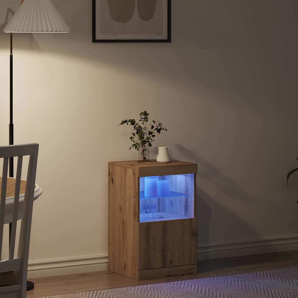LED Sideboard Artisan Eiken 41 x 37 x 67 cm Bewerkt hout is nu te koop bij PeponiXL, paradijselijk wonen!