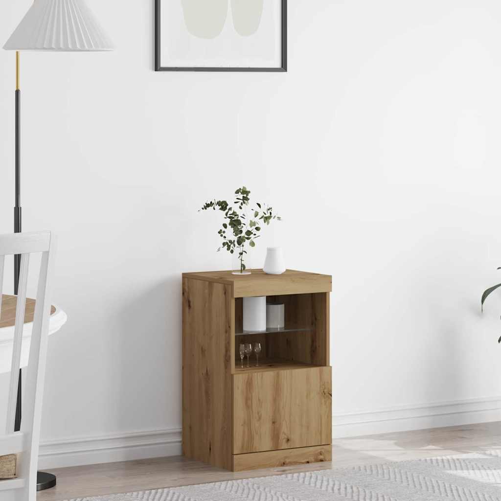 LED Sideboard Artisan Eiken 41 x 37 x 67 cm Bewerkt hout is nu te koop bij PeponiXL, paradijselijk wonen!