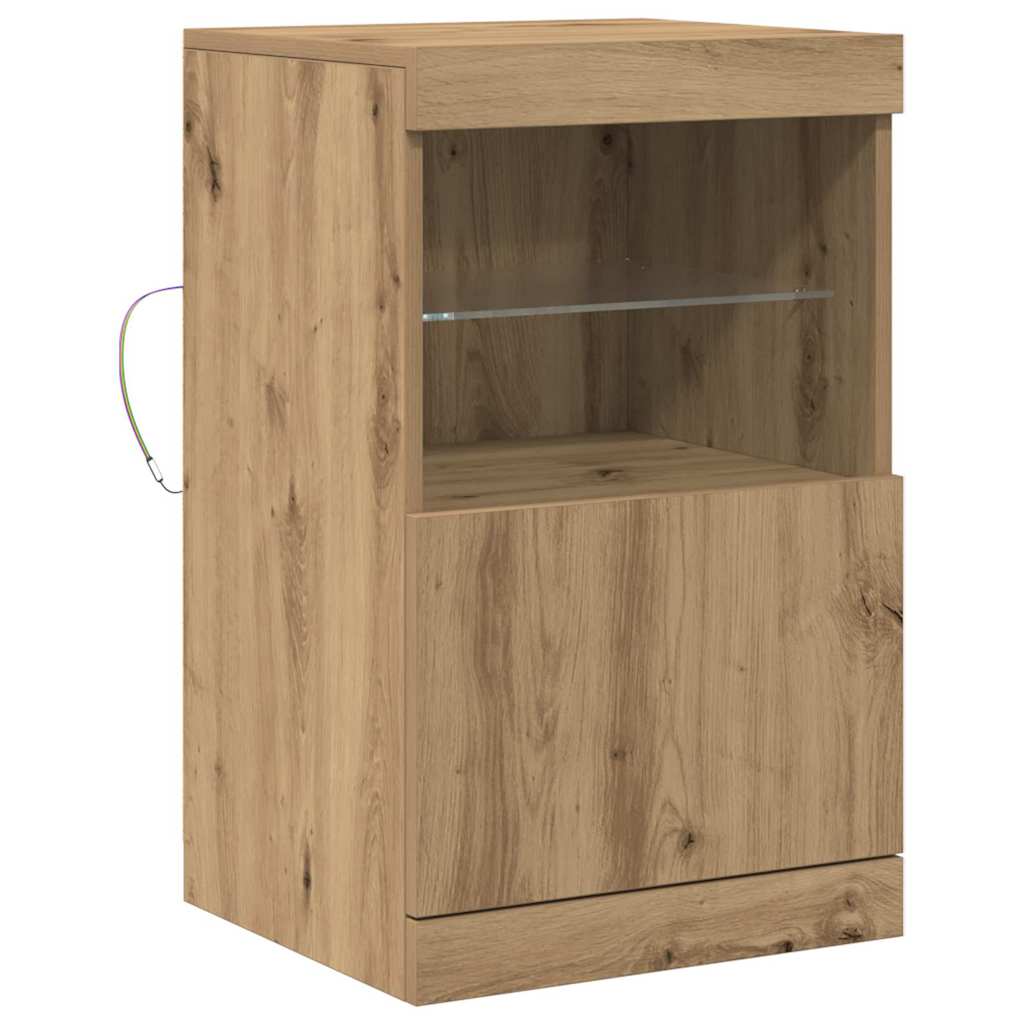 LED Sideboard Artisan Eiken 41 x 37 x 67 cm Bewerkt hout is nu te koop bij PeponiXL, paradijselijk wonen!