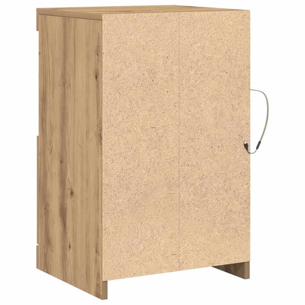 LED Sideboard Artisan Eiken 41 x 37 x 67 cm Bewerkt hout is nu te koop bij PeponiXL, paradijselijk wonen!