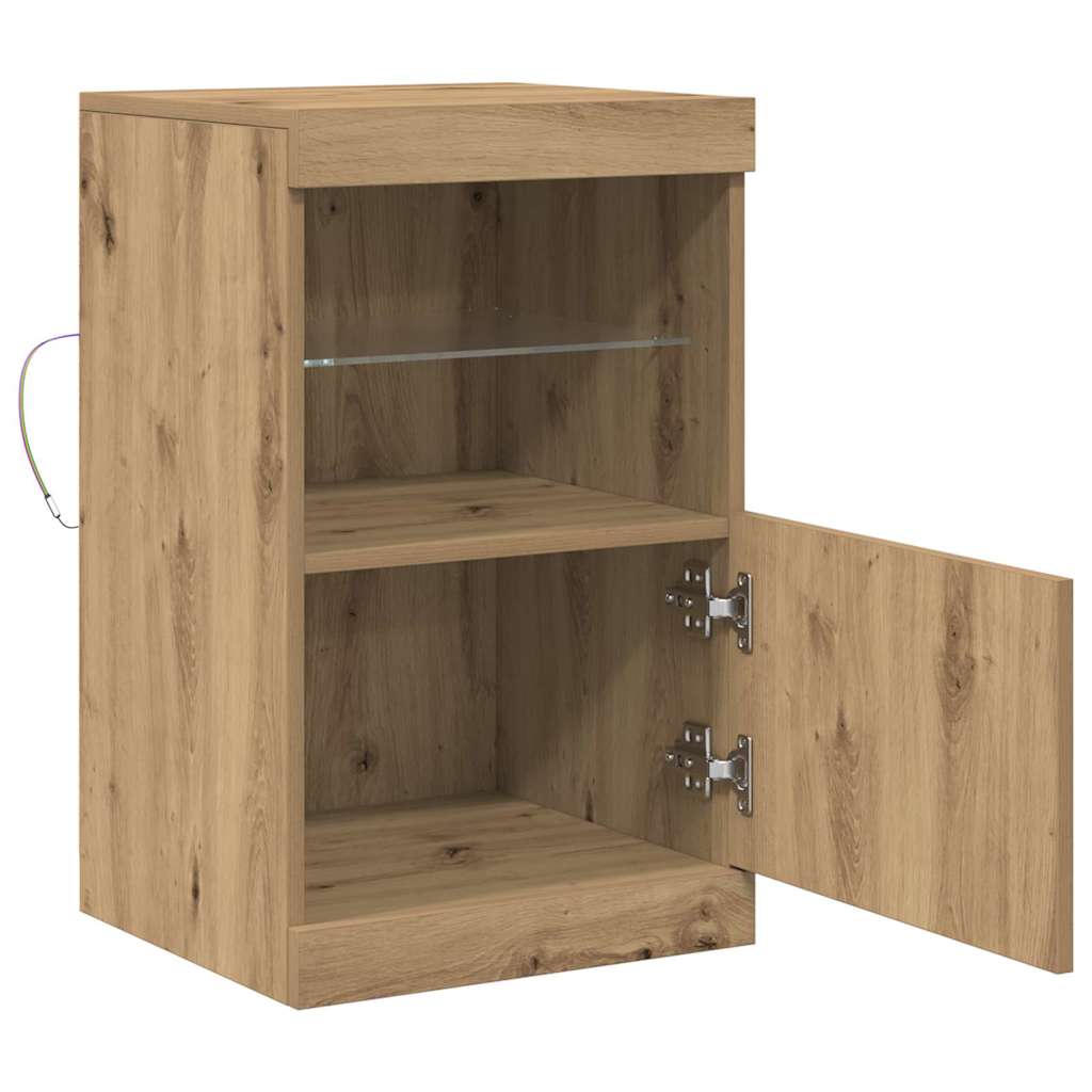 LED Sideboard Artisan Eiken 41 x 37 x 67 cm Bewerkt hout is nu te koop bij PeponiXL, paradijselijk wonen!