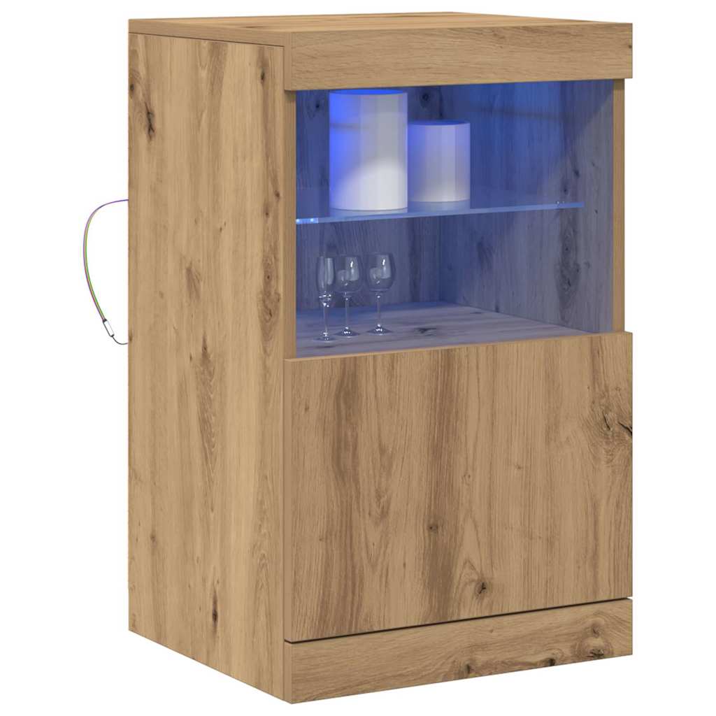 LED Sideboard Artisan Eiken 41 x 37 x 67 cm Bewerkt hout is nu te koop bij PeponiXL, paradijselijk wonen!