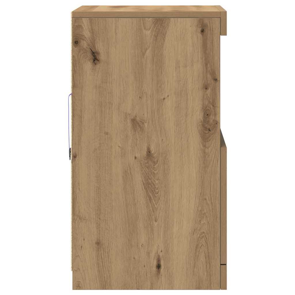 LED Sideboard Artisan Eiken 41 x 37 x 67 cm Bewerkt hout is nu te koop bij PeponiXL, paradijselijk wonen!