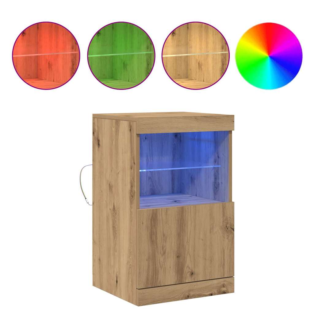 LED Sideboard Artisan Eiken 41 x 37 x 67 cm Bewerkt hout is nu te koop bij PeponiXL, paradijselijk wonen!