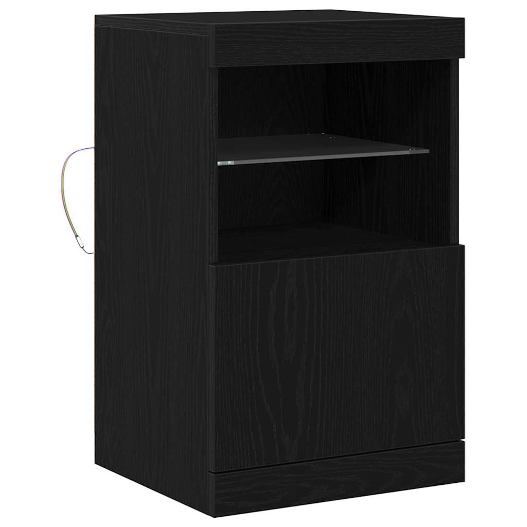 LED Sideboard Zwart Eiken 41 x 37 x 67 cm Bewerkt hout is nu te koop bij PeponiXL, paradijselijk wonen!