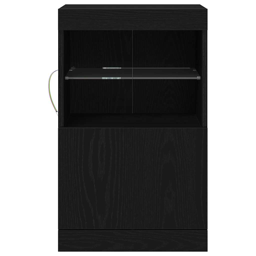 LED Sideboard Zwart Eiken 41 x 37 x 67 cm Bewerkt hout is nu te koop bij PeponiXL, paradijselijk wonen!