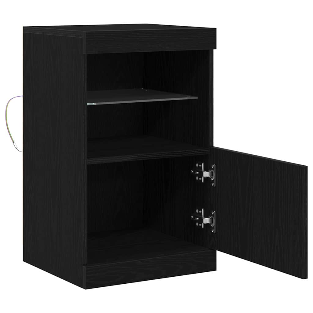 LED Sideboard Zwart Eiken 41 x 37 x 67 cm Bewerkt hout is nu te koop bij PeponiXL, paradijselijk wonen!