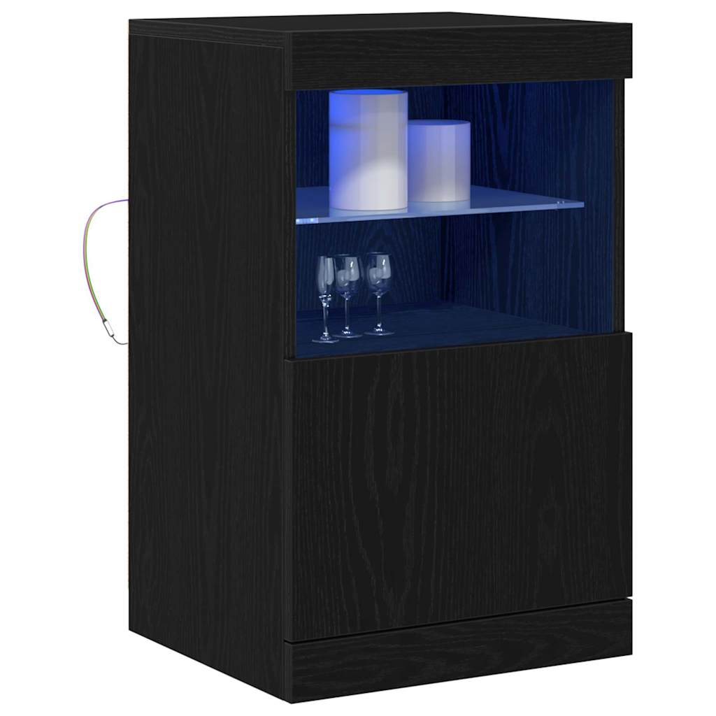 LED Sideboard Zwart Eiken 41 x 37 x 67 cm Bewerkt hout is nu te koop bij PeponiXL, paradijselijk wonen!