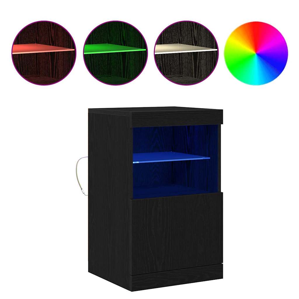 LED Sideboard Zwart Eiken 41 x 37 x 67 cm Bewerkt hout is nu te koop bij PeponiXL, paradijselijk wonen!