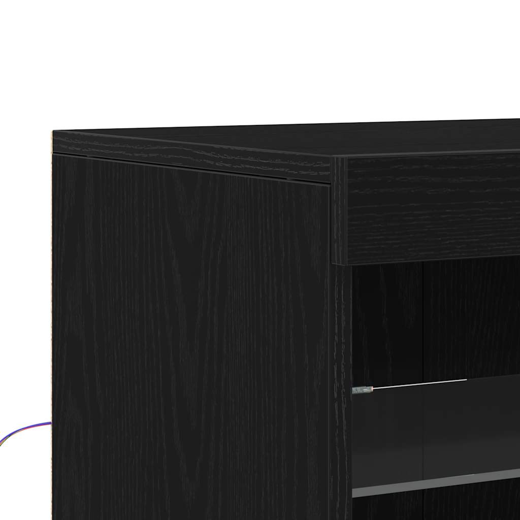LED Sideboard Zwart Eiken 41 x 37 x 100 cm Bewerkt hout is nu te koop bij PeponiXL, paradijselijk wonen!