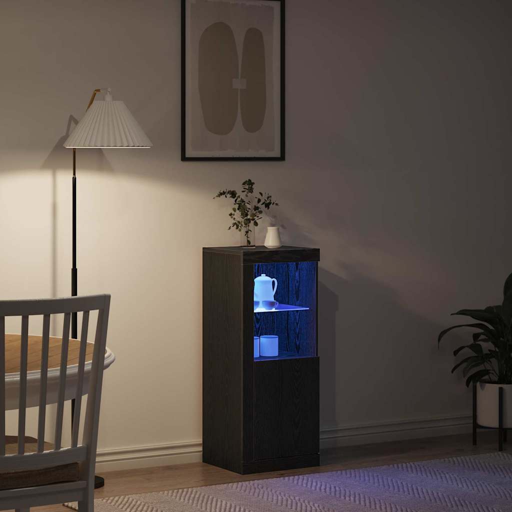 LED Sideboard Zwart Eiken 41 x 37 x 100 cm Bewerkt hout is nu te koop bij PeponiXL, paradijselijk wonen!