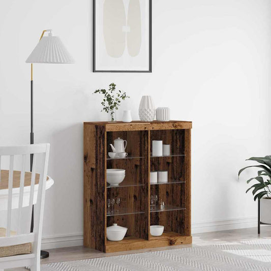 LED Sideboard Oudhout 41 x 37 x 100 cm Bewerkt hout