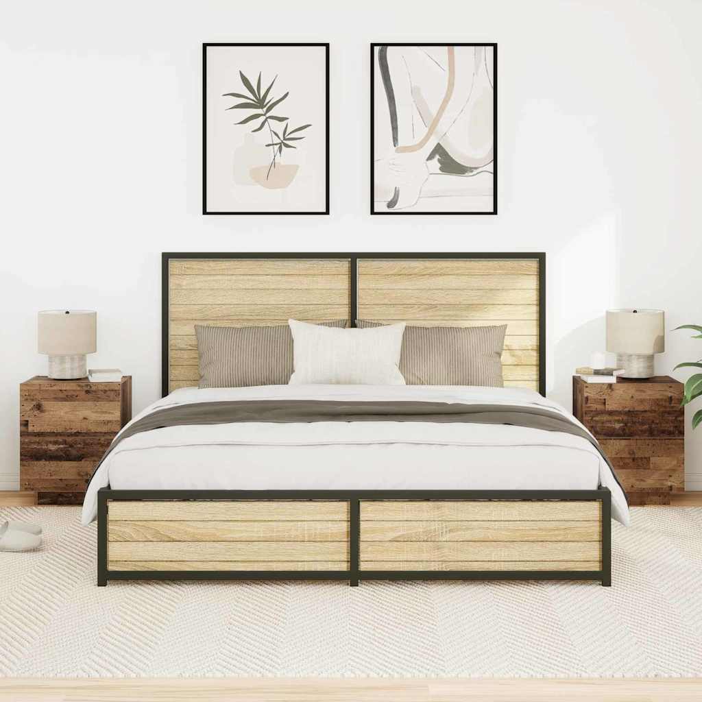 Nachtkastje met lade 2 pcs Oudhout 45 x 40 x 55 cm Bewerkt hout is nu te koop bij PeponiXL, paradijselijk wonen!