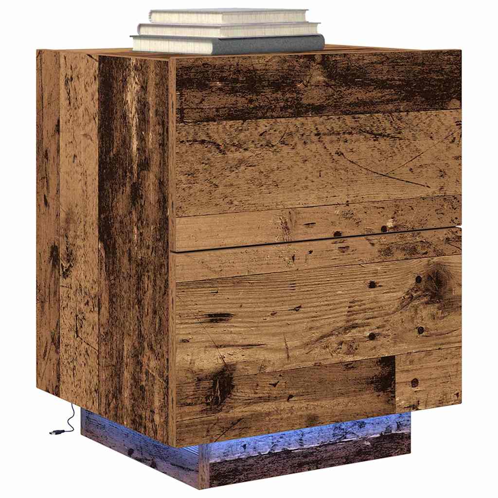 Nachtkastje met lade 2 pcs Oudhout 45 x 40 x 55 cm Bewerkt hout is nu te koop bij PeponiXL, paradijselijk wonen!